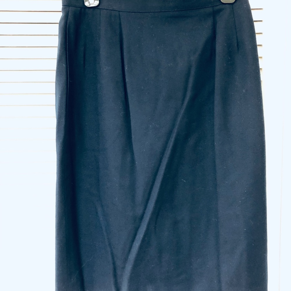 Talbots Worsted Wool High Waist Pencil Skirt Hip Pockets Navy Blue Small